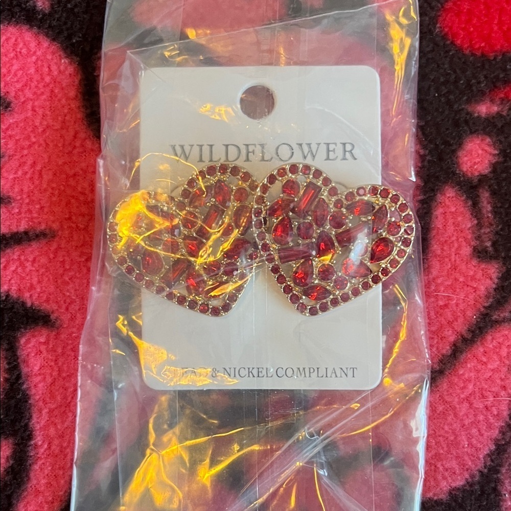 Wildflower Passionate Red Heart Earrings